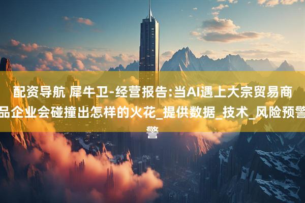 配资导航 犀牛卫-经营报告:当AI遇上大宗贸易商品企业会碰撞出怎样的火花_提供数据_技术_风险预警